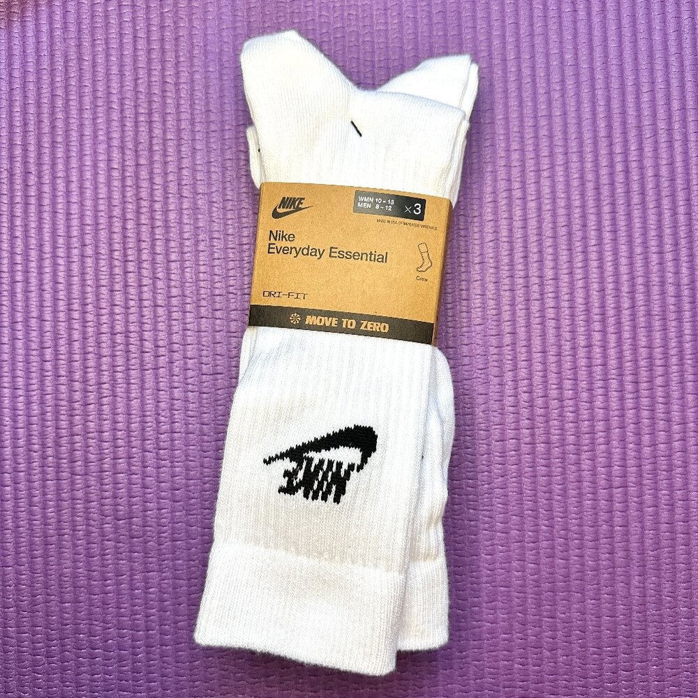 Nike Everyday Men's Size 8-12 L Cushion 3 Pairs Crew White Swoosh Retro Athletic